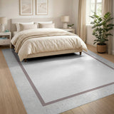 White Rug with Soft Taupe Border
