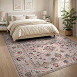 Pink Blush Pink Traditional Persian Floral Rug