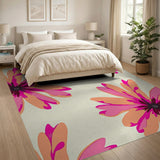 Vibrant Pink Orange Floral Area Rug