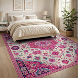 Pink Vibrant Pink Traditional Persian Area Rug