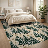Snowy Evergreen Forest Pattern Area Rug