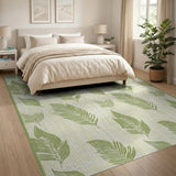 Green Green Palm Frond Coastal Area Rug