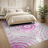 Pink Swirl Abstract Pink Area Rug