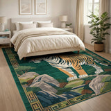 Majestic Tiger Landscape Emerald Green Rug