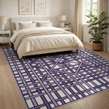 Geometric Modern Purple Geometric Lattice Area Rug