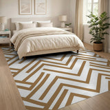Tan Interlocking Zigzag Geometric Area Rug