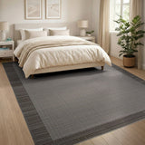Grey Geometric Border Grey Area Rug