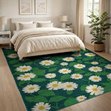 Green Daisy Meadow Floral Area Rug
