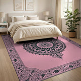 Elegant Pink Mandala Floral Area Rug