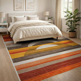 Vibrant Orange Arch Geometric Area Rug