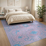 Purple Ornate Purple Floral Vintage Area Rug
