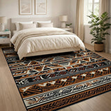 Southwestern Brown Tan Southwestern Geometric Area Rug