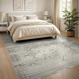 Beige and Neutral Geometric Beige Heritage Tribal Geometric Area Rug