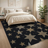Gold Stars on Black Area Rug