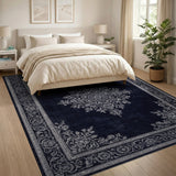 Blue and Teal Medallion Navy Blue Traditional Persian Medallion Rug