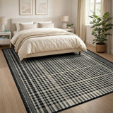 Checkered Distressed Black White Checkered Area Rug