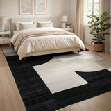 Black and White Modern Black White Geometric Abstract Area Rug