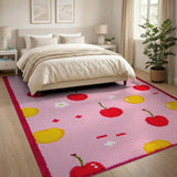 Playful Cherry Peach Pink Fruit Rug