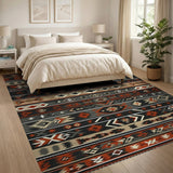 Multi-color and Patterns Bold Red Black Southwestern Geometric Rug