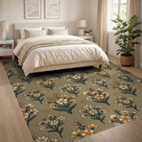 Beige Chamomile Wheat Floral Area Rug