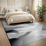 Geometric Waves Black White Area Rug