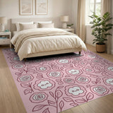 Adorable Kawaii Pink Flower Cloud Area Rug
