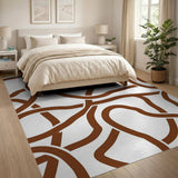 Brown Wavy Abstract Area Rug