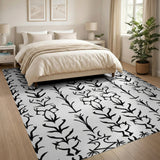 Tribal Fox Antler Black White Area Rug