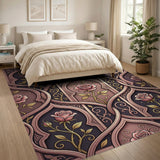 Ornate Purple Rose Arch Area Rug