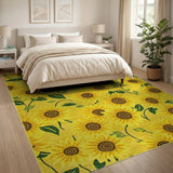 Floral Vintage Vibrant Sunflower Yellow Area Rug
