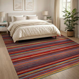 Vibrant Multi-Stripe Southwestern Area Rug