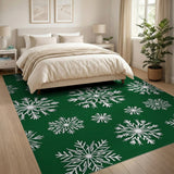 Emerald Green Snowflake Pattern Area Rug