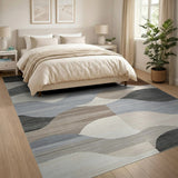 Modern Abstract Grey Wave Area Rug