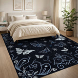 Elegant Blue Butterfly Ornate Area Rug