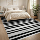 Bold Black White Striped Geometric No. 4 Area Rug