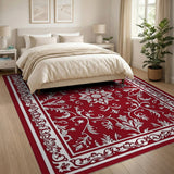 Red Ornate Persian Floral Medallion Rug