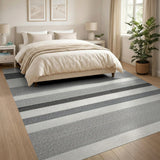 Black and White Modern Black White Horizontal Stripe Rug