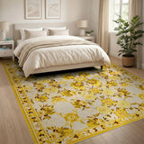 Yellow Floral Vintage Area Rug