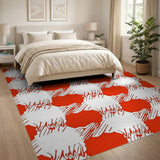 Bold Red White Scribble Check Area Rug