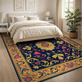 Ornate Navy Persian Medallion Area Rug