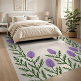 Purple Thistle Floral Border Area Rug