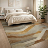 Geometric Brown Tan Woven Area Rug