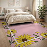 Pink Sunflower Border Area Rug
