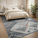 Grey Grey Orange Geometric Southwestern Area Rug