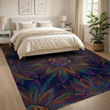 Vibrant Rainbow Boho Floral Area Rug