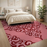 Floral Vintage Elegant Pink Damask Floral Area Rug