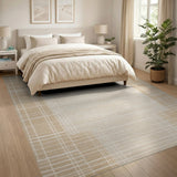 Beige Framed Grid Area Rug