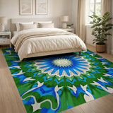 Vibrant Blue-Green Mandala Area Rug