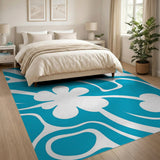 Teal Hibiscus Wave Area Rug