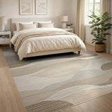 Neutral Abstract Wave Area Rug